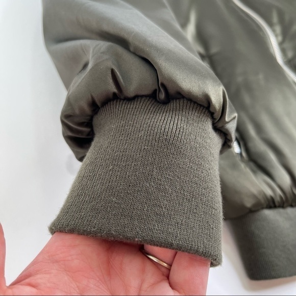New Philosophy Rich Olive Green Satin 90s Zip-up Preppy College Bomber Jacket - Picture 8 of 16